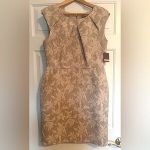 NWT Taylor Flax Brocade Floral Midi Dress